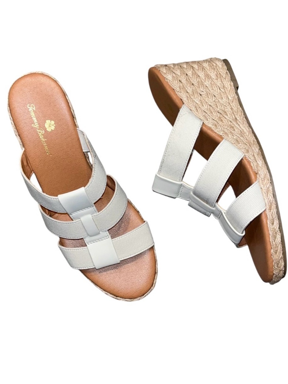 Tommy Bahama Beige Strappy Wedge Sandals Straw NWOB US 7.5 Stephanie